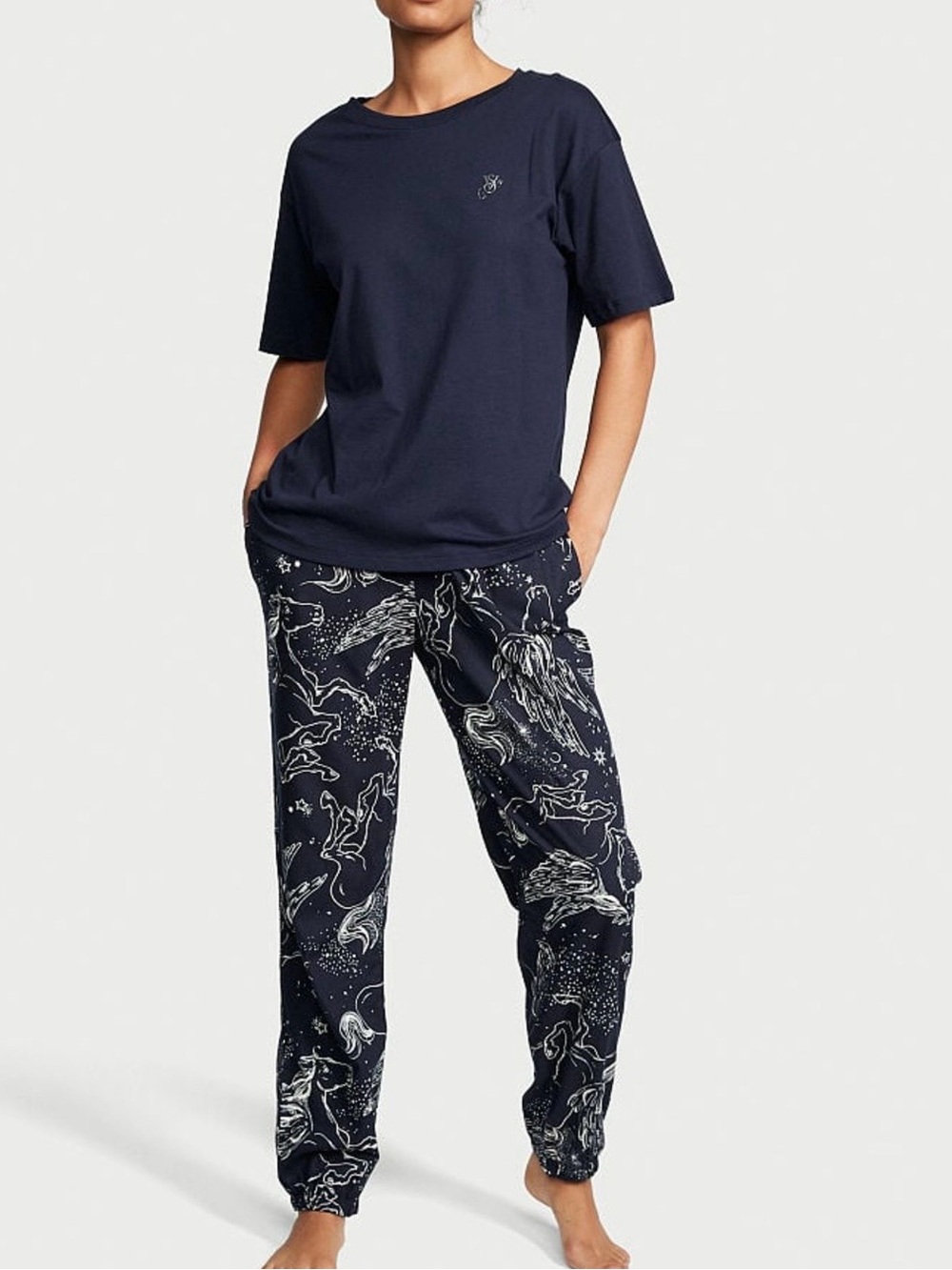 Victoria's Secret Navy Blue Starry Print Pajama Set